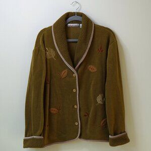 $118 Chinawear By Morsly Fall Winter Button Up Sweater Jacket Size XL Green